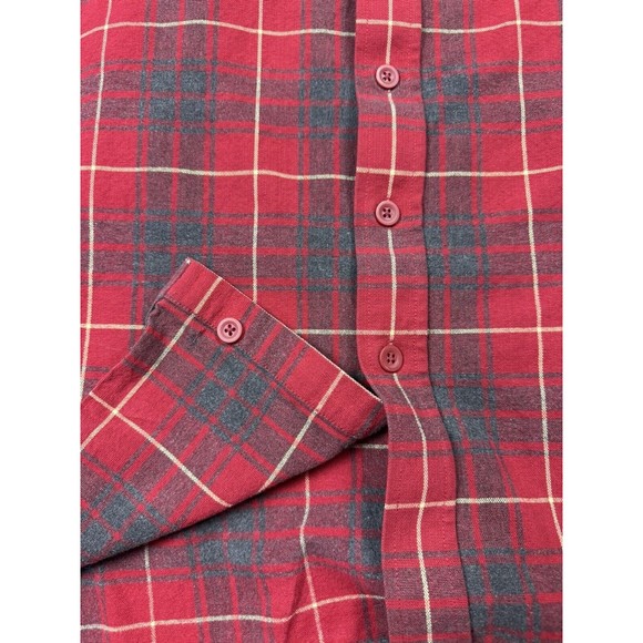 L.L. Bean Flannel Mens Large Heavyweight Red Blue Button Up Shirt Tall MT07 - Picture 7 of 10